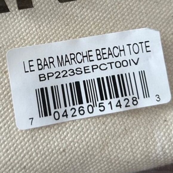 Le Bar Marche x Curateur La Plage Beach Tote bag in Natural/Brown Canvas NWT - Picture 7 of 7